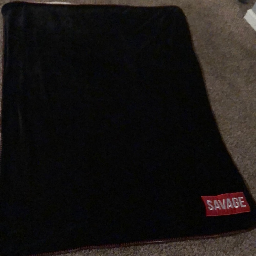 Blanket, all black Savage logo on bottom